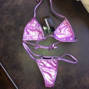 Sparkly Purple Thong Bikini